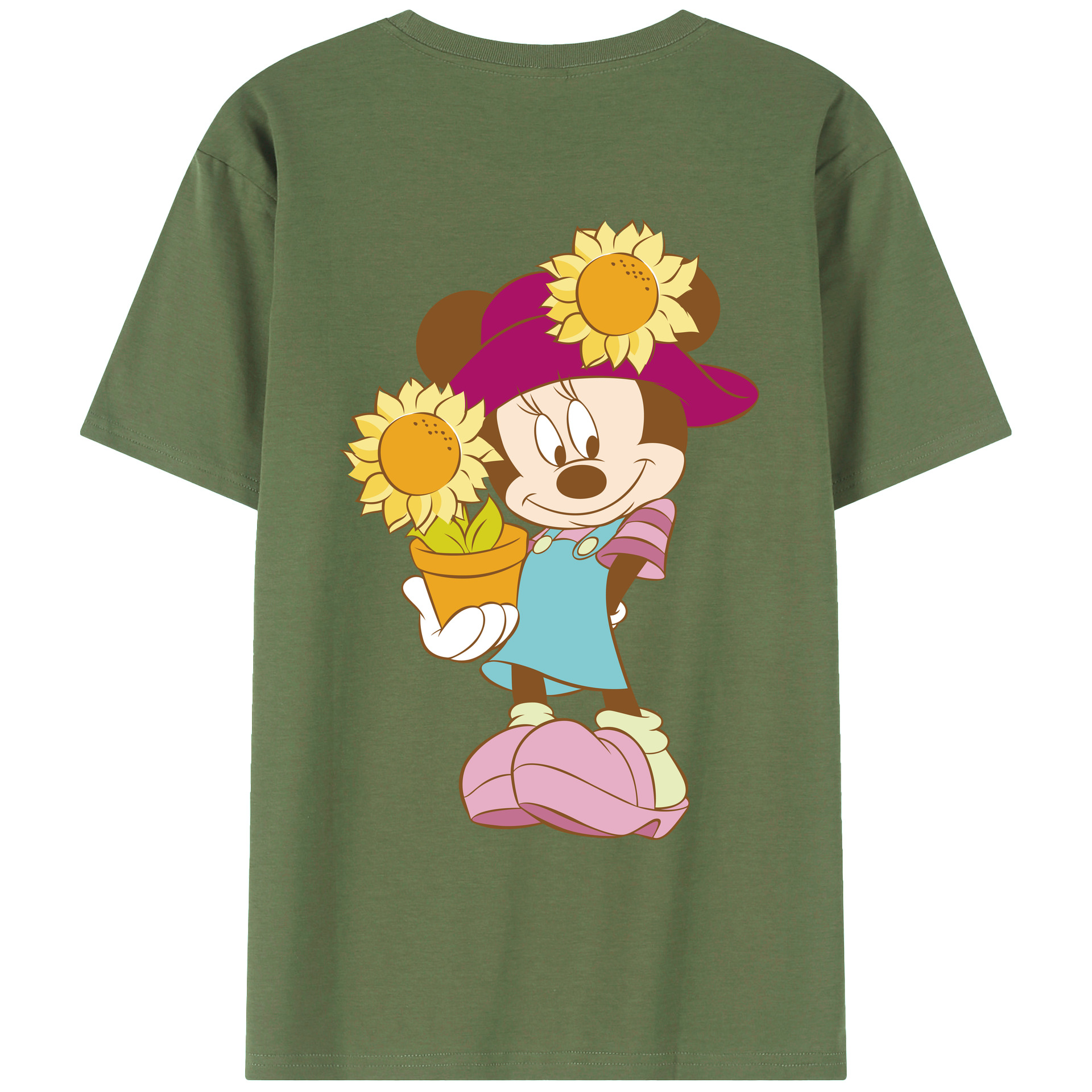 ミッキーマウス Mickey Mouse 綿100％ メンズ半袖Tシャツ（バックプリント） 通気性